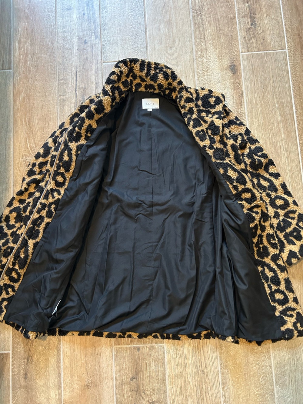 LOFT Leopard Print Teddy Coat - Picture 3 of 4